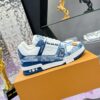 sy_no_402814CBC92AB4292BD5E1CB95C1D741_2 Louis Vuitton LV Trainer Washed Blue Denim & White Leather Retro Sneakers