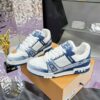 sy_no_402814CBC92AB4292BD5E1CB95C1D741_3 Louis Vuitton LV Trainer Washed Blue Denim & White Leather Retro Sneakers