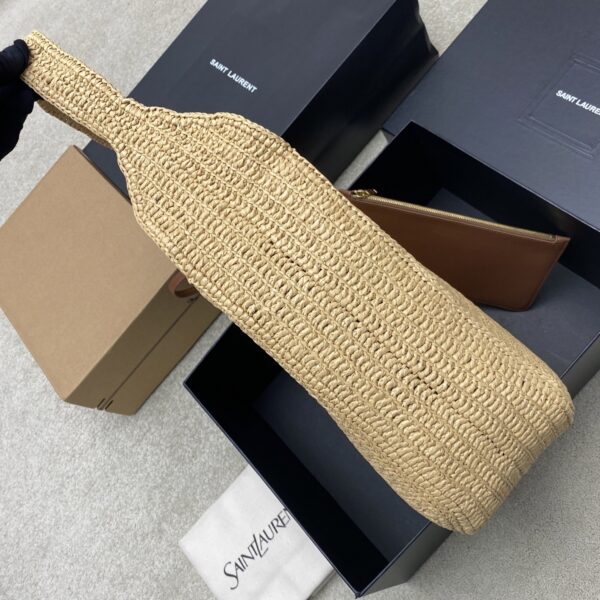 sy_no_407CF9FB5B4BAB89E275E9A815966CB2_2 YSL Large Woven Hobo Bag – Beige, Brown & Gold