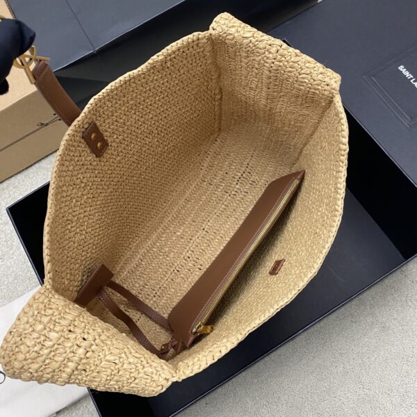 sy_no_407CF9FB5B4BAB89E275E9A815966CB2_6 YSL Large Woven Hobo Bag – Beige, Brown & Gold