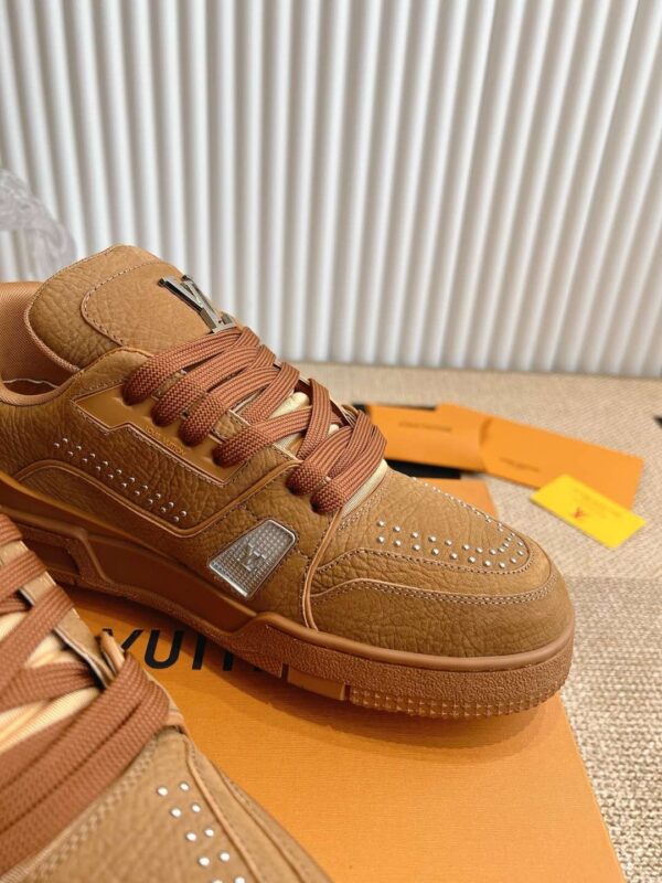 sy_no_40ADEDD88825A5E85A0387811C55479E_6 Louis Vuitton LV Trainer Tan Brown Leather Retro Sneakers