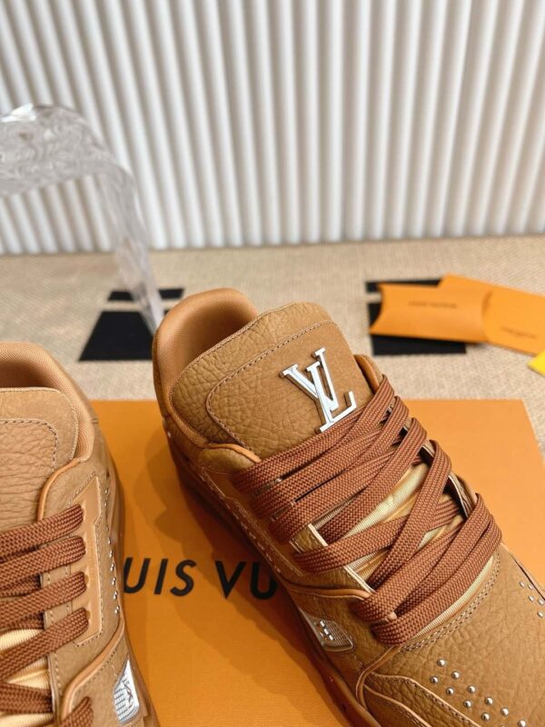 sy_no_40ADEDD88825A5E85A0387811C55479E_7 Louis Vuitton LV Trainer Tan Brown Leather Retro Sneakers