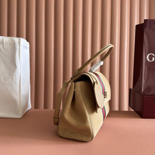 sy_no_40B40DAD48BD98FBC4C1CA2ED9DFF174_2 Generation Horsebit Top-Handle Suede Bag