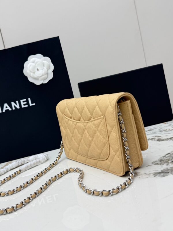 sy_no_40D4823A61D7D5D1E9BBE17C2F14C097_1 Yellow Quilted Textured Calfskin WOC Chain Wallet