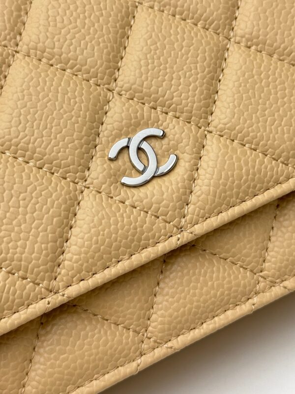 sy_no_40D4823A61D7D5D1E9BBE17C2F14C097_4 Yellow Quilted Textured Calfskin WOC Chain Wallet
