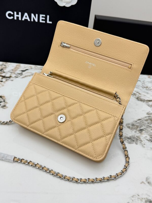 sy_no_40D4823A61D7D5D1E9BBE17C2F14C097_5 Yellow Quilted Textured Calfskin WOC Chain Wallet