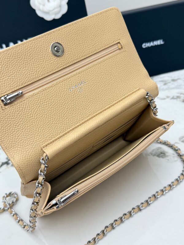 sy_no_40D4823A61D7D5D1E9BBE17C2F14C097_6 Yellow Quilted Textured Calfskin WOC Chain Wallet