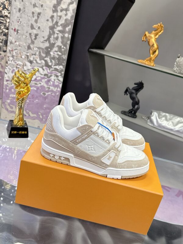 Louis Vuitton LV Trainer Maxi Cream & Oat Khaki Mixed-Material Sneakers