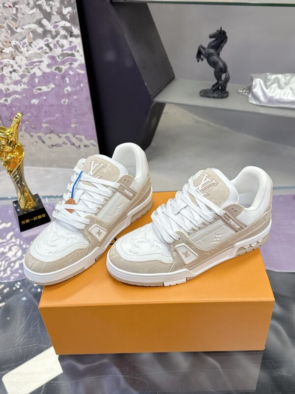 Louis Vuitton LV Trainer Maxi Cream & Oat Khaki Mixed-Material Sneakers