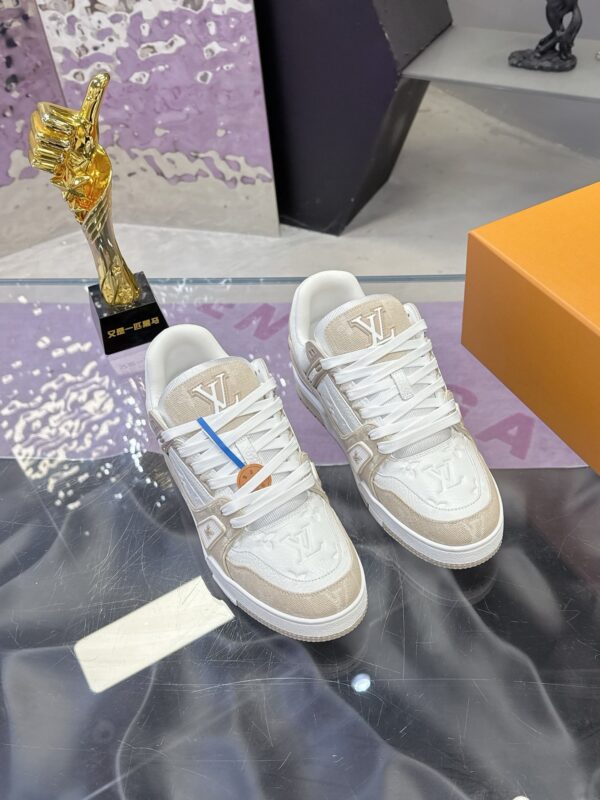Louis Vuitton LV Trainer Maxi Cream & Oat Khaki Mixed-Material Sneakers