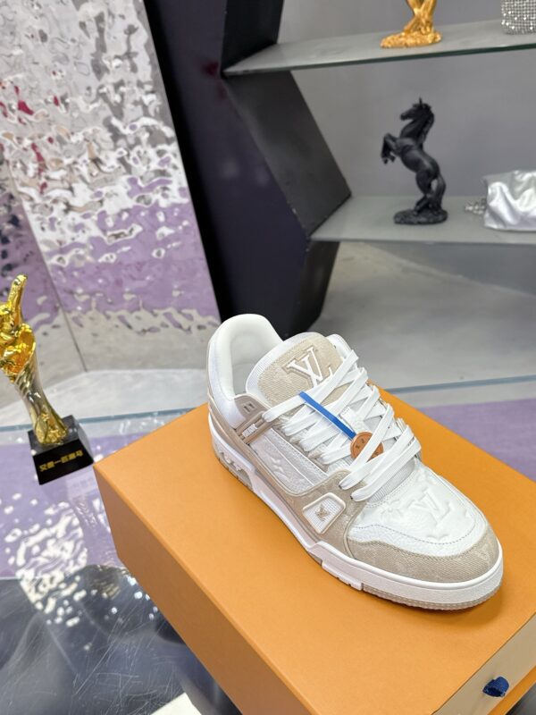 Louis Vuitton LV Trainer Maxi Cream & Oat Khaki Mixed-Material Sneakers