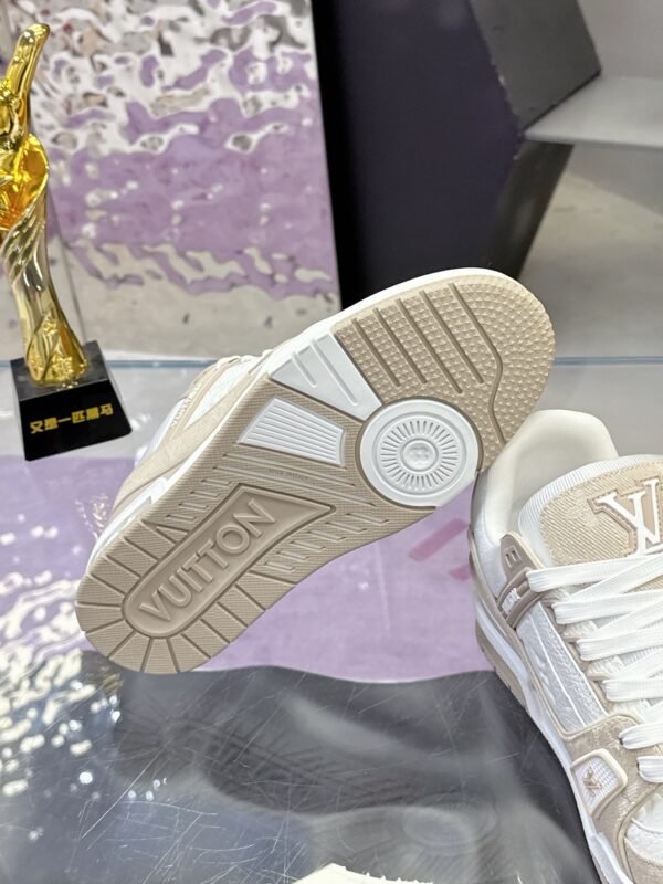 Louis Vuitton LV Trainer Maxi Cream & Oat Khaki Mixed-Material Sneakers