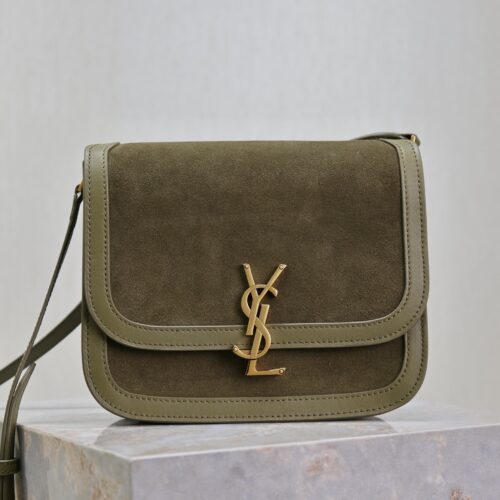 YSL Solferino Shoulder Bag – Green Suede & Leather