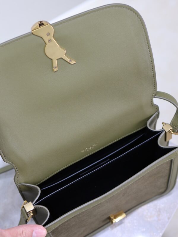 sy_no_40F3FF657CA51BD330CDB62EEA049CF3_7 YSL Solferino Shoulder Bag – Green Suede & Leather