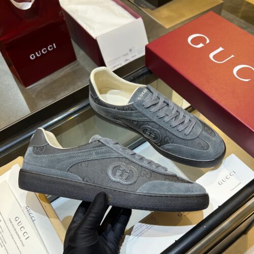 sy_no_42520F10E9077199BC36C07E36118005_0 Gucci B Sneaker GG Canvas & Suede – Smoke Grey / Charcoal