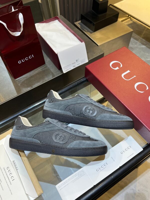 sy_no_42520F10E9077199BC36C07E36118005_1 Gucci B Sneaker GG Canvas & Suede – Smoke Grey / Charcoal