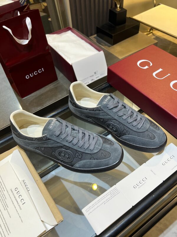 sy_no_42520F10E9077199BC36C07E36118005_2 Gucci B Sneaker GG Canvas & Suede – Smoke Grey / Charcoal