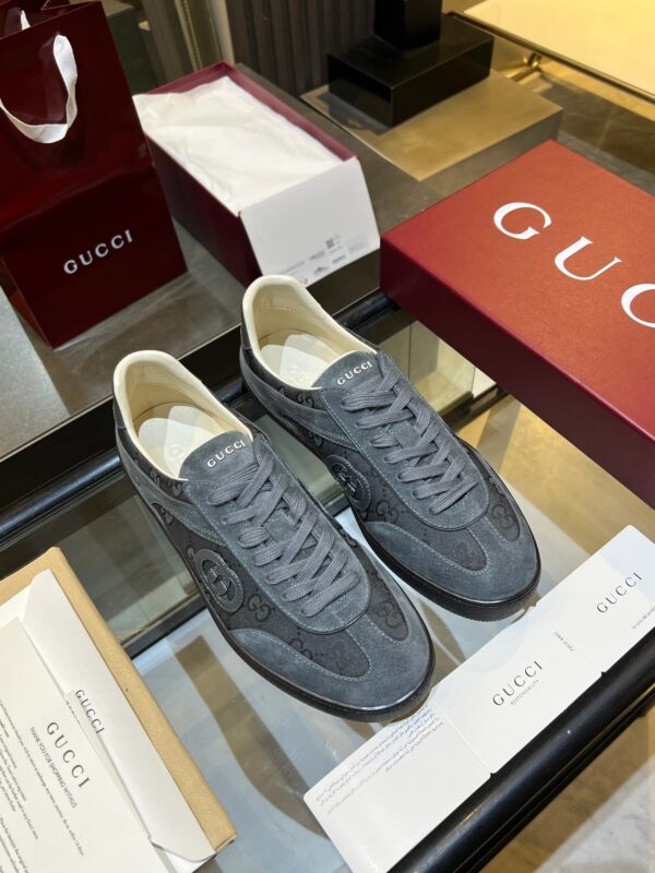 sy_no_42520F10E9077199BC36C07E36118005_3 Gucci B Sneaker GG Canvas & Suede – Smoke Grey / Charcoal