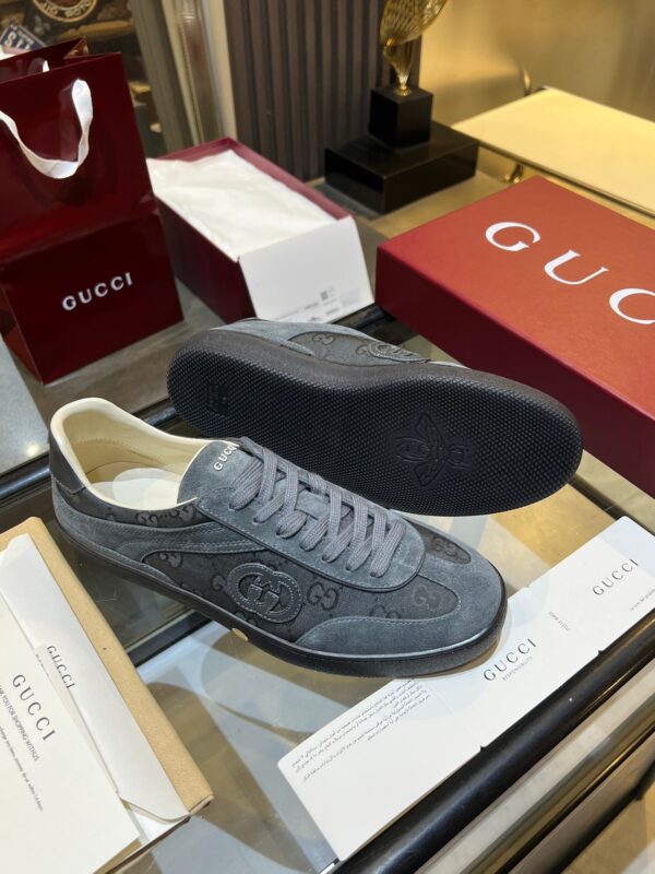 sy_no_42520F10E9077199BC36C07E36118005_4 Gucci B Sneaker GG Canvas & Suede – Smoke Grey / Charcoal