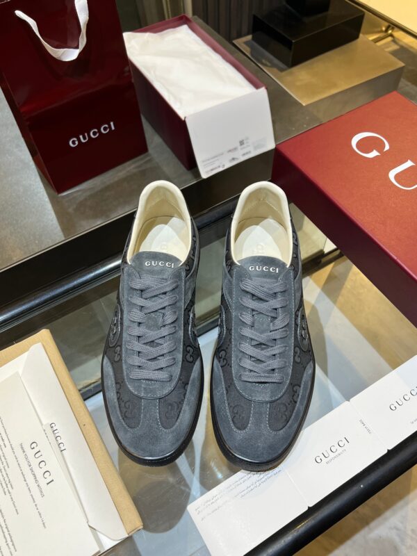 sy_no_42520F10E9077199BC36C07E36118005_5 Gucci B Sneaker GG Canvas & Suede – Smoke Grey / Charcoal