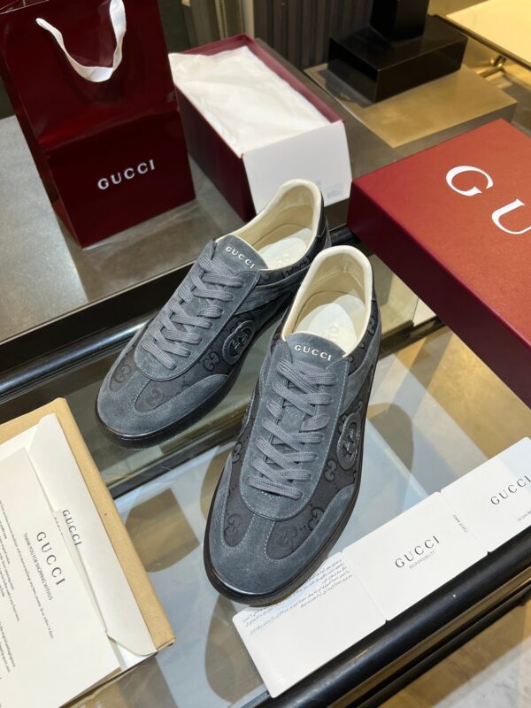 sy_no_42520F10E9077199BC36C07E36118005_6 Gucci B Sneaker GG Canvas & Suede – Smoke Grey / Charcoal
