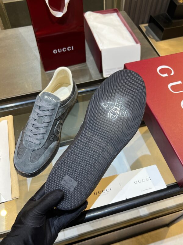 sy_no_42520F10E9077199BC36C07E36118005_8 Gucci B Sneaker GG Canvas & Suede – Smoke Grey / Charcoal