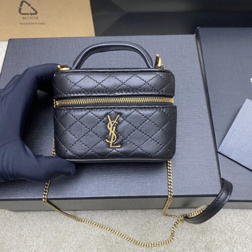 Gaby Mini Pouch – Black Lambskin & Antique Gold