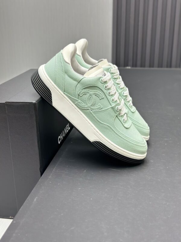 sy_no_4449A7B6A6E969B2FD0F499BEA9ACF3A_3 Mint Green Canvas Embroidered Low-Top Sneakers