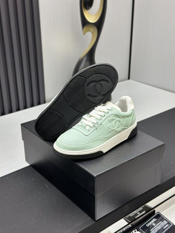 sy_no_4449A7B6A6E969B2FD0F499BEA9ACF3A_5 Mint Green Canvas Embroidered Low-Top Sneakers