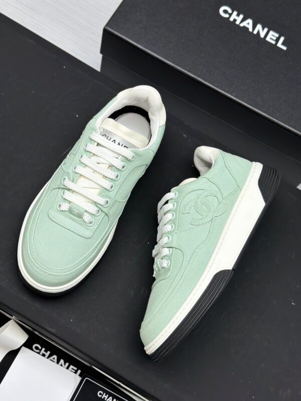 sy_no_4449A7B6A6E969B2FD0F499BEA9ACF3A_7 Mint Green Canvas Embroidered Low-Top Sneakers