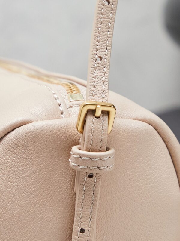 sy_no_44B455B1DF887477BD01847594F773E2_5 Beige Leather Cylindrical Underarm Shoulder Bag