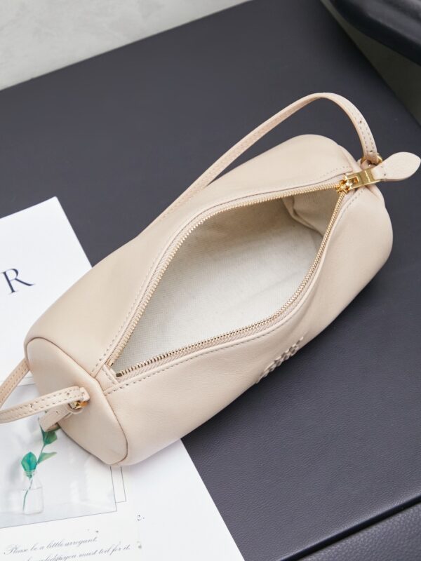 sy_no_44B455B1DF887477BD01847594F773E2_7 Beige Leather Cylindrical Underarm Shoulder Bag
