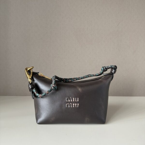 sy_no_44CB2C342AB272673D5502BA5DA4B4FA_0 Dark Brown Distressed Leather Rope-Handle Hobo Bag