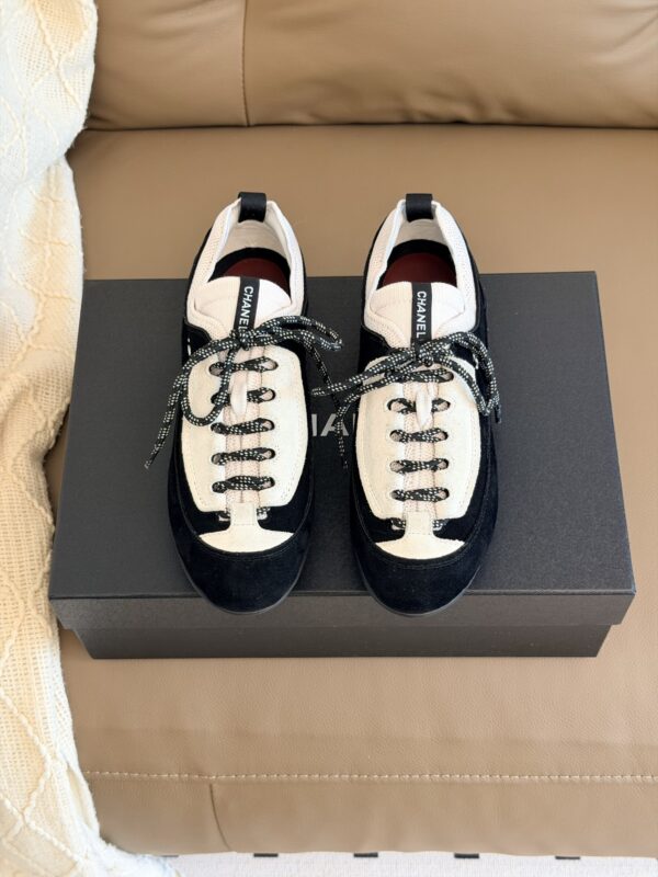Chanel Retro Running Sneakers in Black & Beige