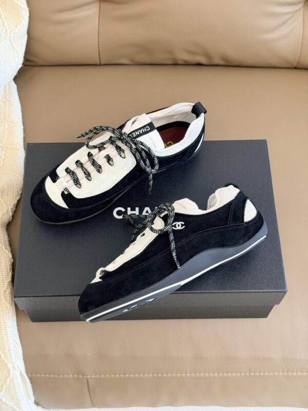 Chanel Retro Running Sneakers in Black & Beige