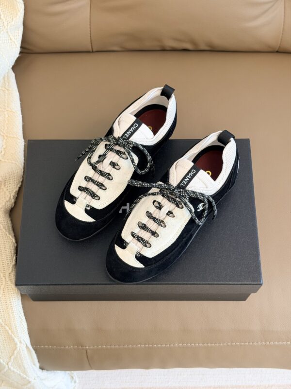 Chanel Retro Running Sneakers in Black & Beige