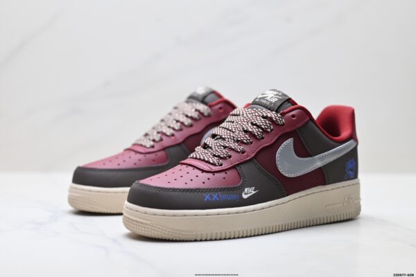 Stüssy x Nike Air Force 1 Low Custom – Burgundy / Brown / Silver / Blue