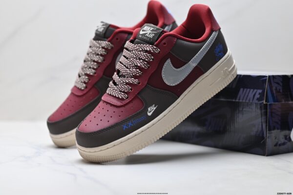 Stüssy x Nike Air Force 1 Low Custom – Burgundy / Brown / Silver / Blue