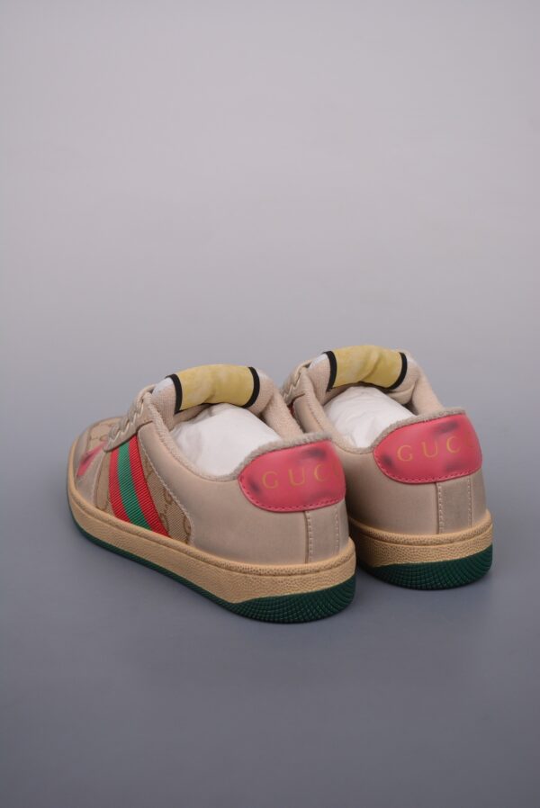 sy_no_453689F2A38632D7037A6A8AA890DE44_1 Gucci Screener GG Canvas & Beige Suede Sneaker with Pink Wash Accent