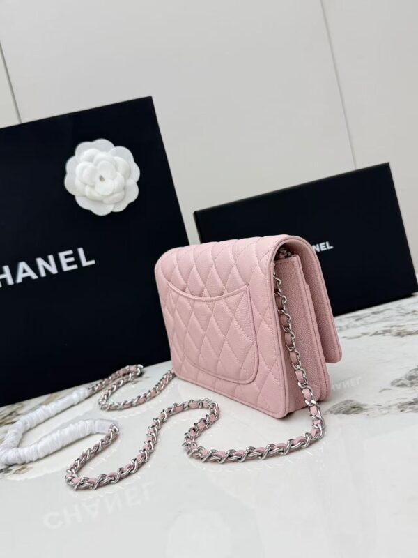 sy_no_463B7AF8FA9301EB621FF862EEC003C3_1 Pink Quilted Textured Calfskin WOC Chain Wallet