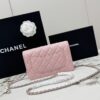 sy_no_463B7AF8FA9301EB621FF862EEC003C3_2 Pink Quilted Textured Calfskin WOC Chain Wallet