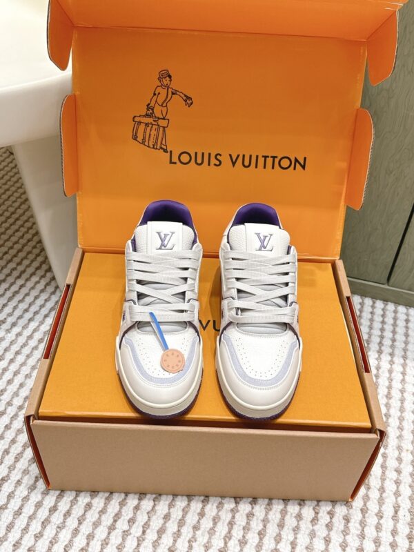 sy_no_480088C90BF23F15E3D4EC7BE88DF4D6_0 Louis Vuitton LV Trainer White & Lavender Purple Retro Sneakers