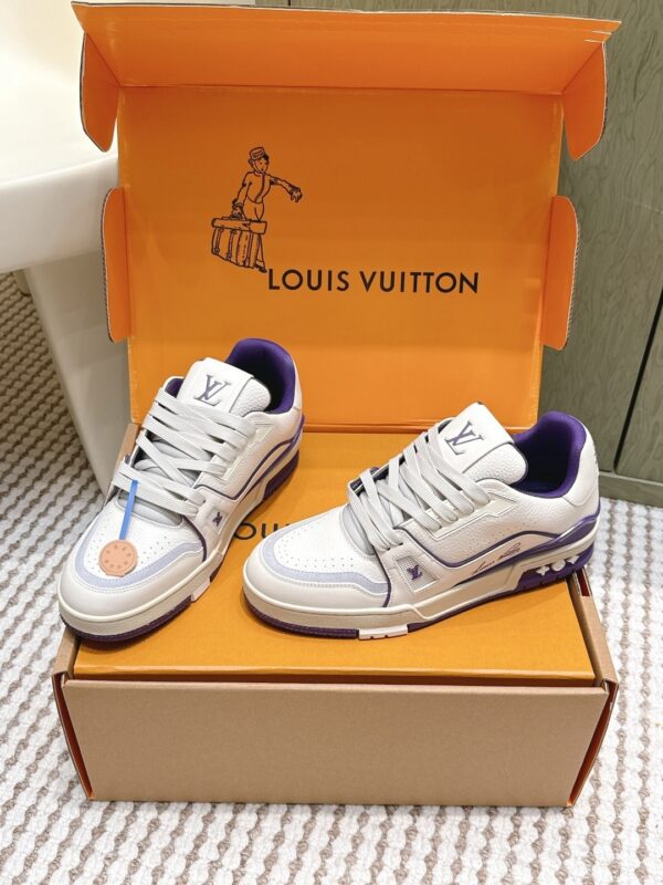 sy_no_480088C90BF23F15E3D4EC7BE88DF4D6_1 Louis Vuitton LV Trainer White & Lavender Purple Retro Sneakers