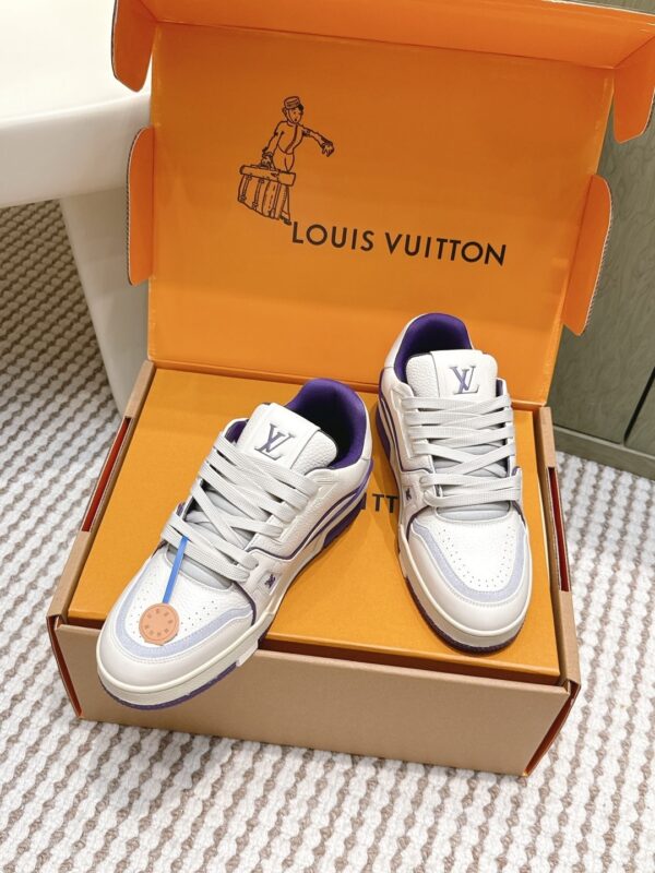 sy_no_480088C90BF23F15E3D4EC7BE88DF4D6_2 Louis Vuitton LV Trainer White & Lavender Purple Retro Sneakers