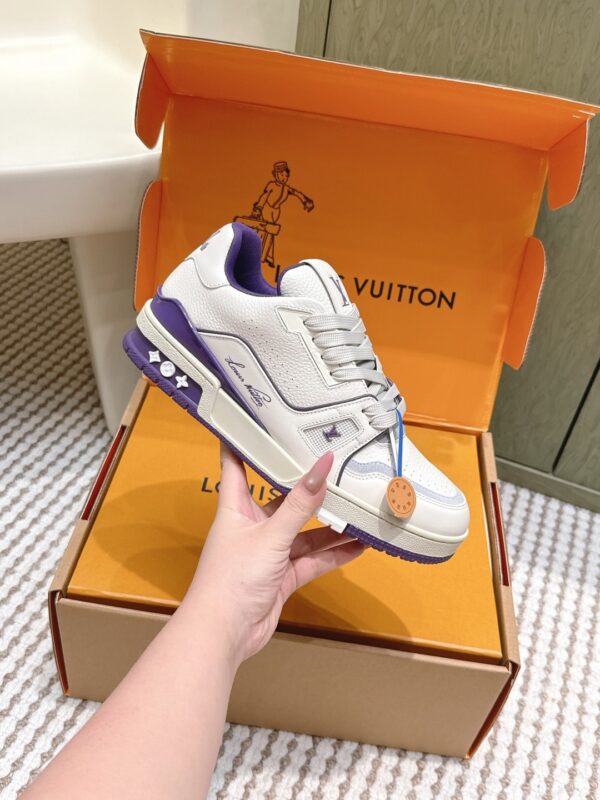 sy_no_480088C90BF23F15E3D4EC7BE88DF4D6_4 Louis Vuitton LV Trainer White & Lavender Purple Retro Sneakers