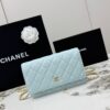 Blue Quilted Textured Calfskin WOC Chain Wallet