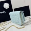 Blue Quilted Textured Calfskin WOC Chain Wallet