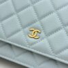 Blue Quilted Textured Calfskin WOC Chain Wallet