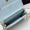 Blue Quilted Textured Calfskin WOC Chain Wallet