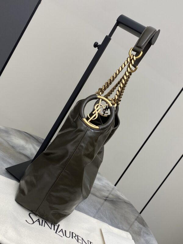 sy_no_48514CB3CAB7CE5F35BCE034501EB7A4_2 YSL Oil-Waxed Leather Chain Hobo Bag – Green & Gold